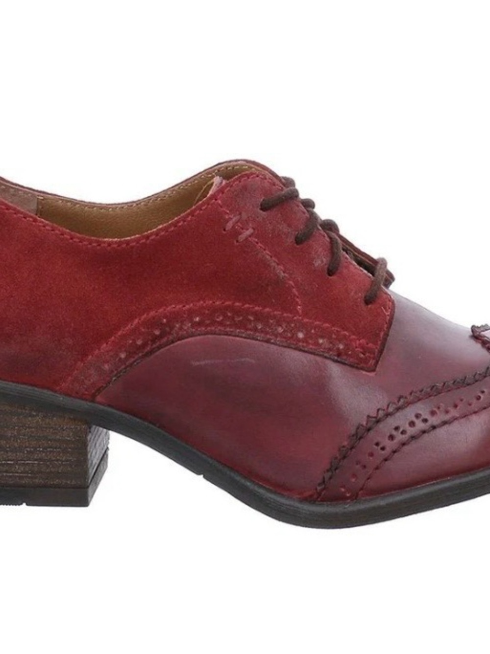 Josef Seibel Women's Burgundy Two-Tone Leather & Suede Oxfords size 7.5
